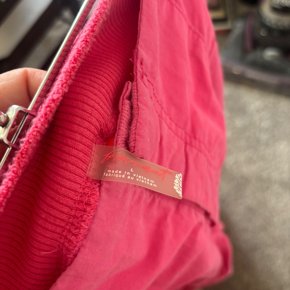 Free People Mesmerize Me Highrise Cargo Windbreaker Joggers Pink Pants Gorp L - Picture 5 of 10